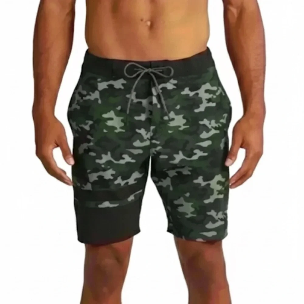 BYLT “Coastal Board Short” Green/Black Camo Print Size Large EUC!